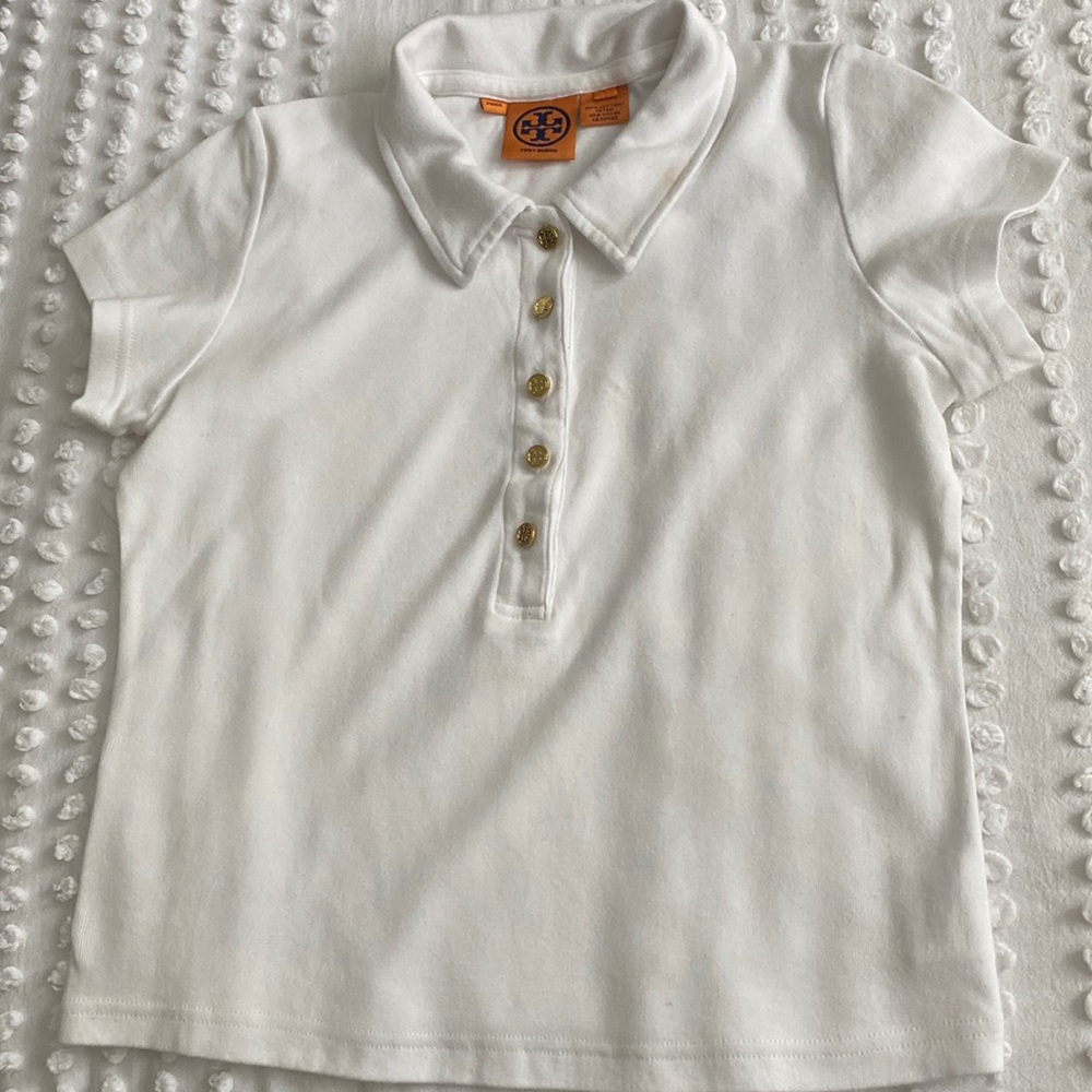 Tory Burch Ladies Polo with 5 logo brass buttons